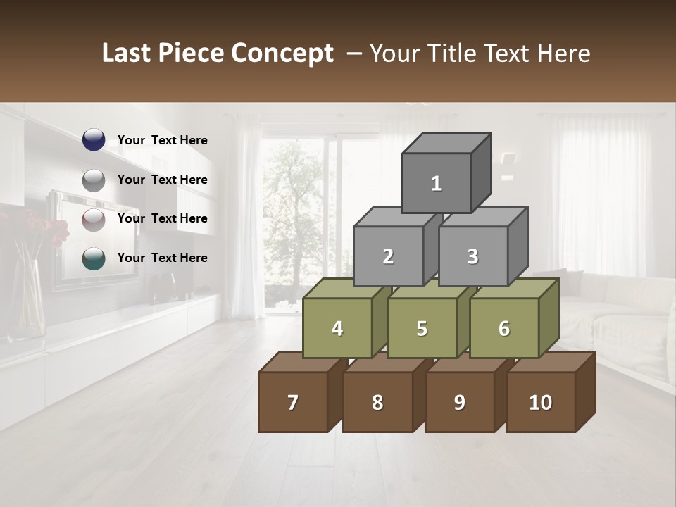 A Living Room With A Large White Couch PowerPoint Template