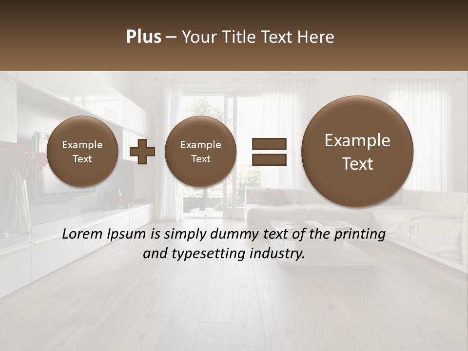 A Living Room With A Large White Couch PowerPoint Template