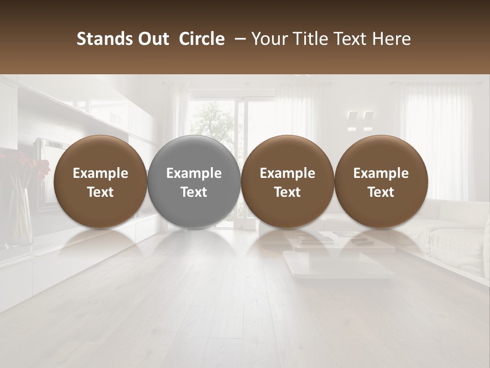 A Living Room With A Large White Couch PowerPoint Template