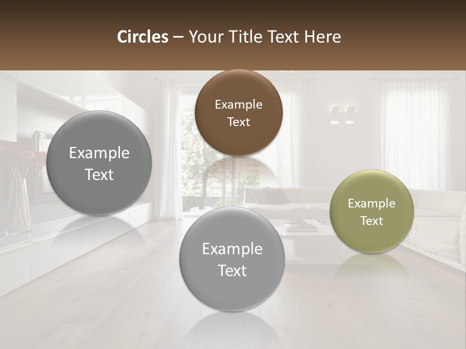 A Living Room With A Large White Couch PowerPoint Template