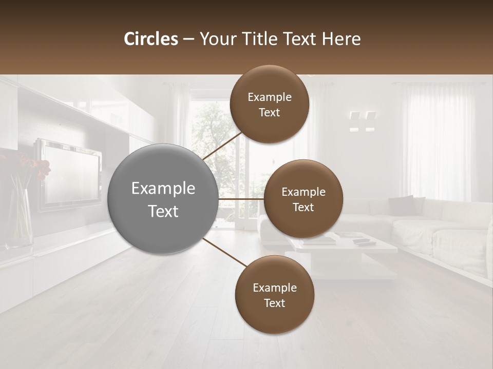 A Living Room With A Large White Couch PowerPoint Template