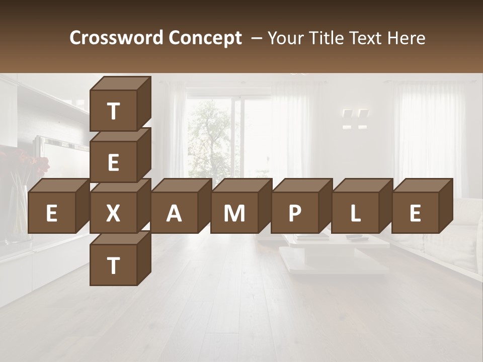 A Living Room With A Large White Couch PowerPoint Template