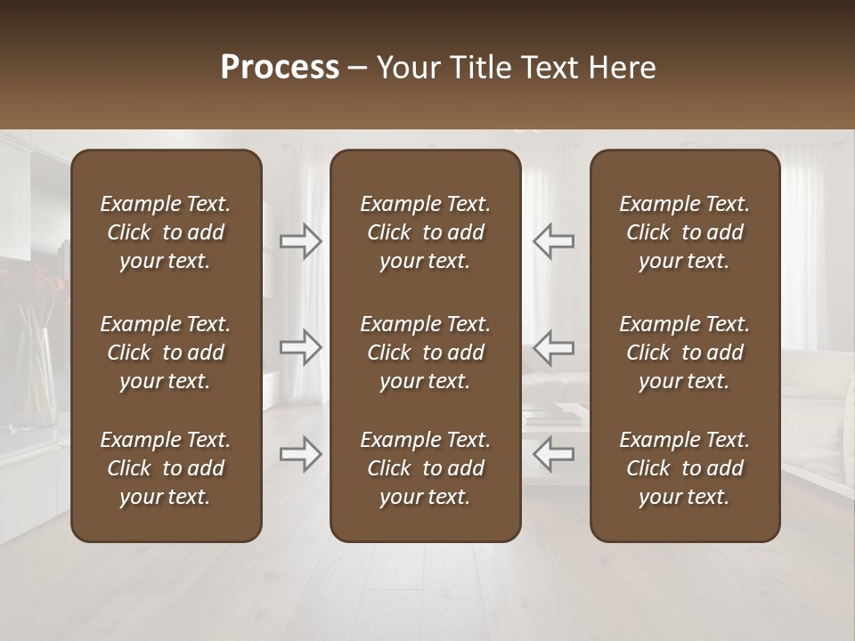 A Living Room With A Large White Couch PowerPoint Template