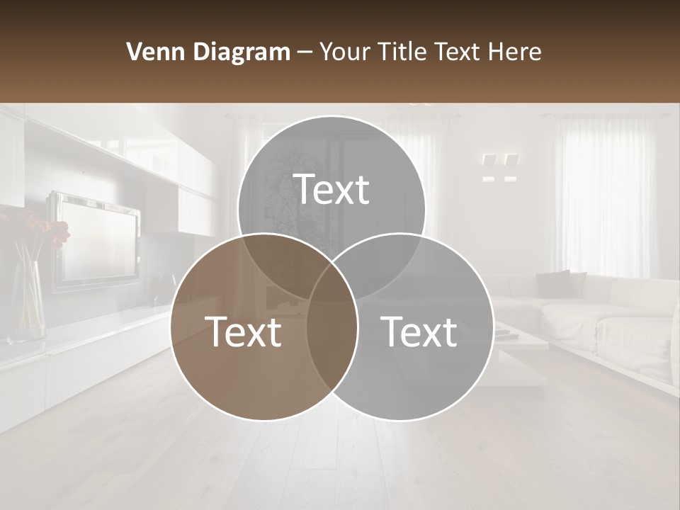 A Living Room With A Large White Couch PowerPoint Template