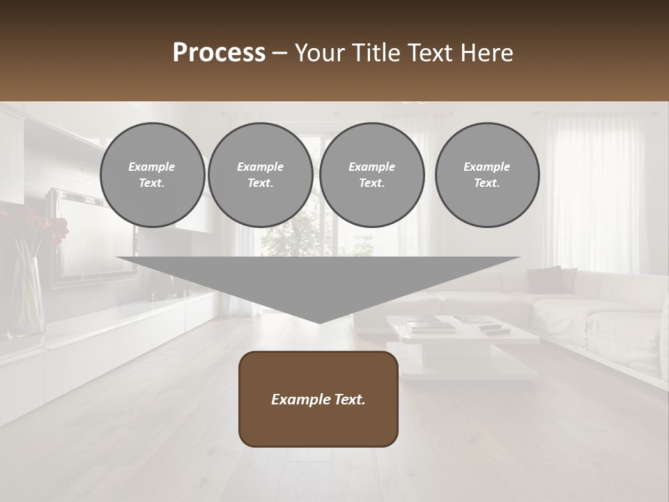 A Living Room With A Large White Couch PowerPoint Template