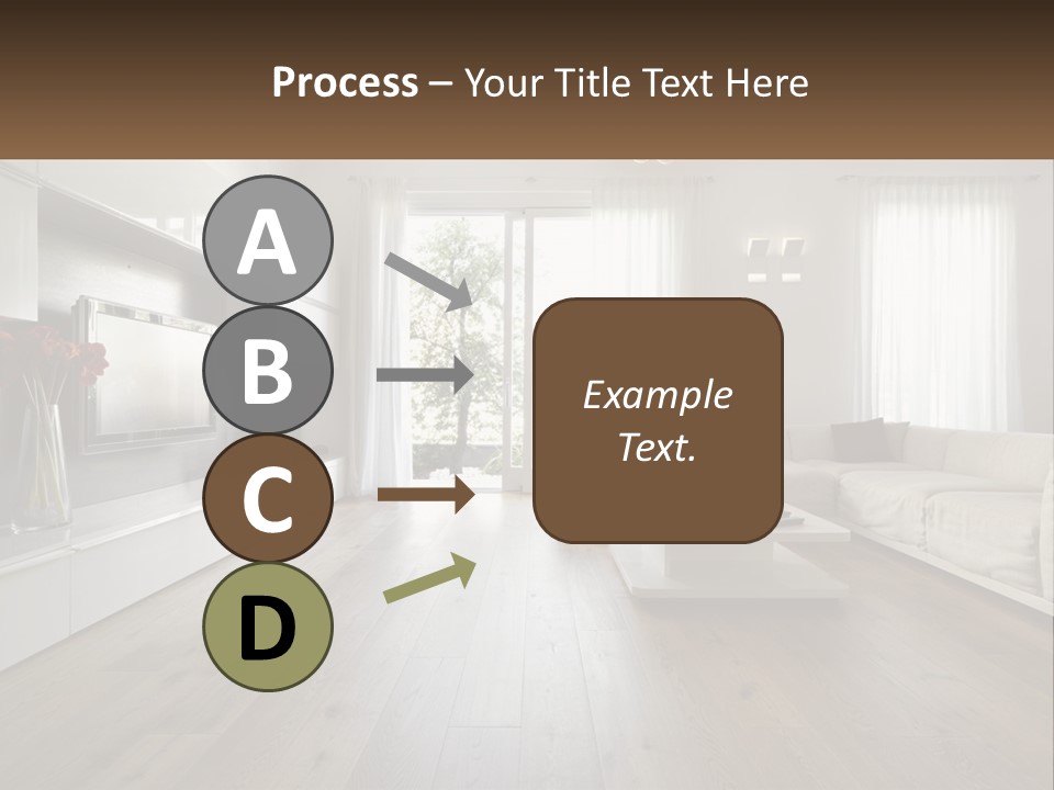 A Living Room With A Large White Couch PowerPoint Template