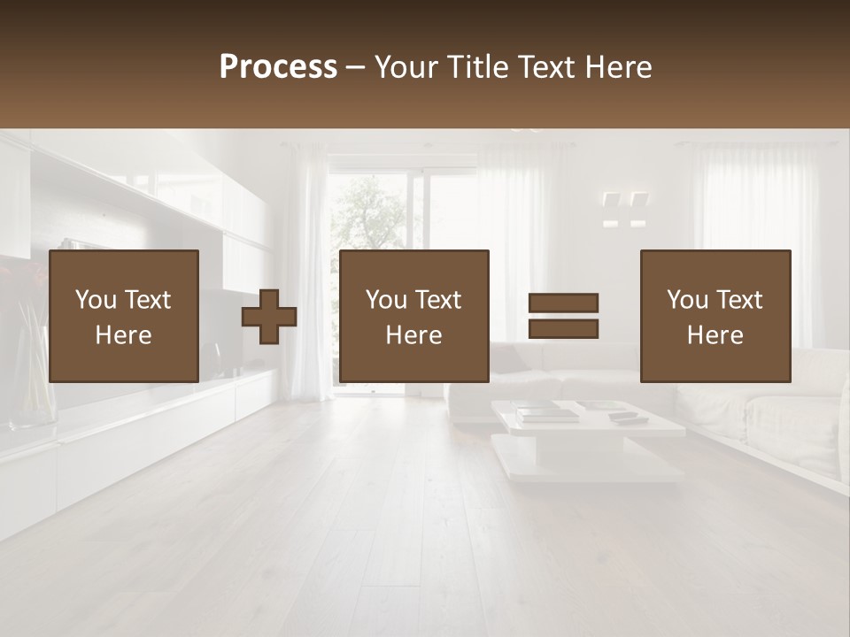 A Living Room With A Large White Couch PowerPoint Template