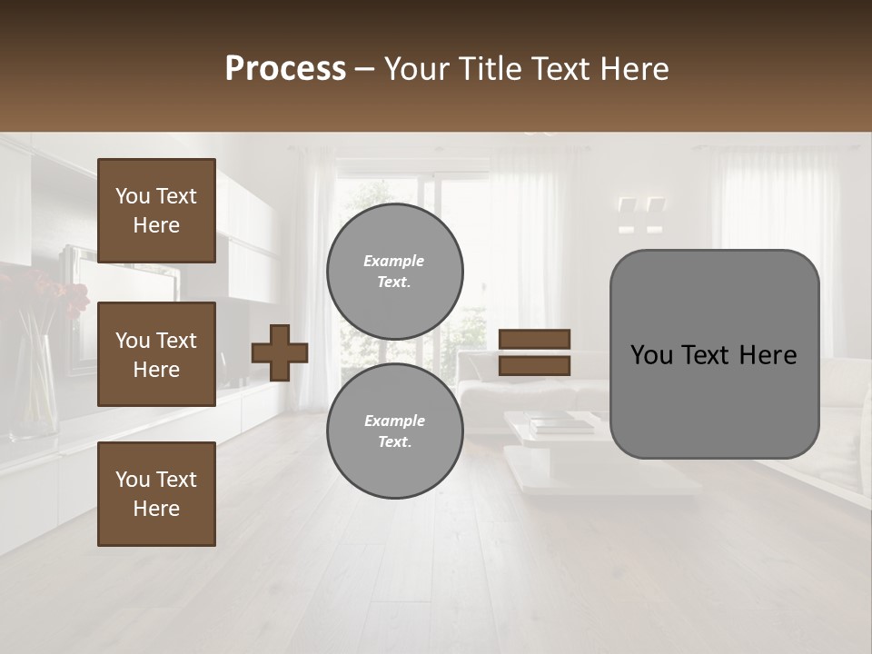 A Living Room With A Large White Couch PowerPoint Template
