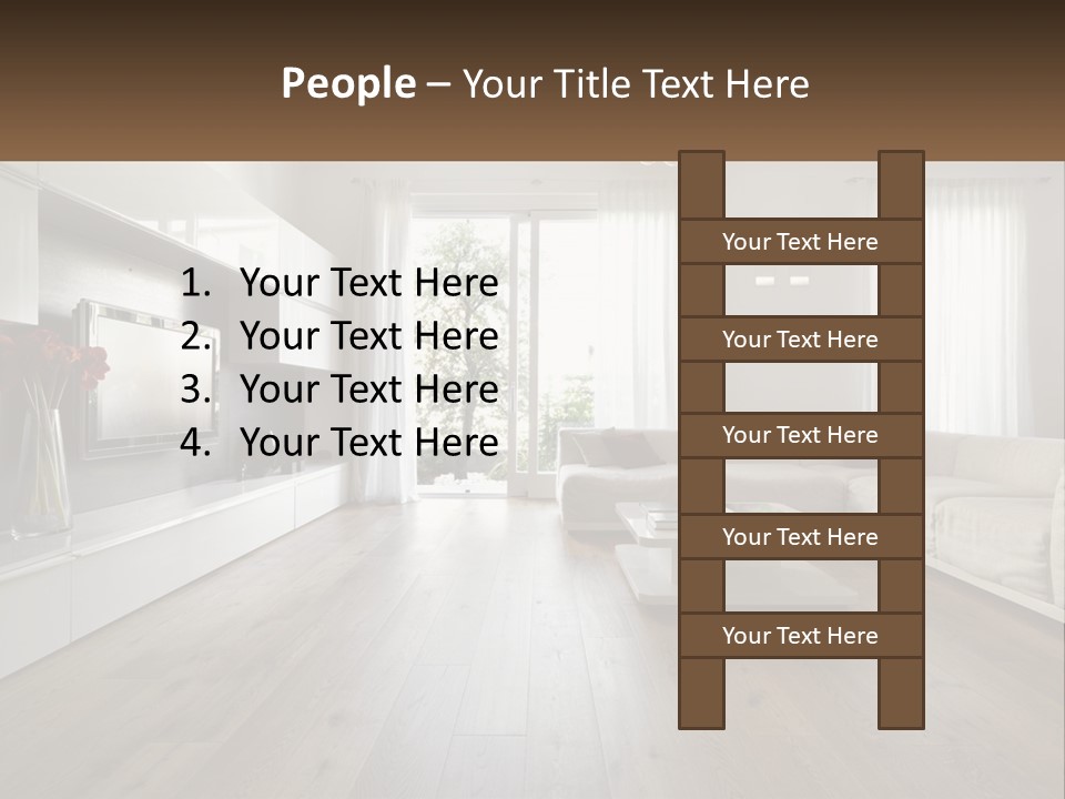 A Living Room With A Large White Couch PowerPoint Template