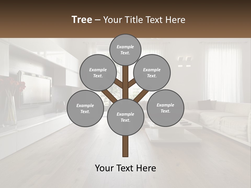 A Living Room With A Large White Couch PowerPoint Template