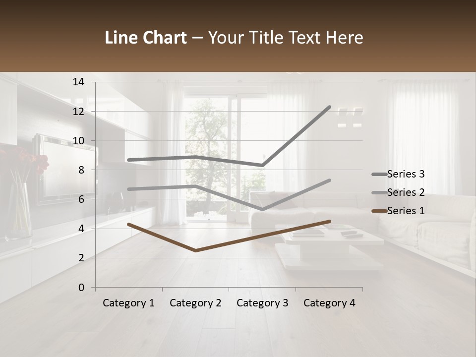 A Living Room With A Large White Couch PowerPoint Template