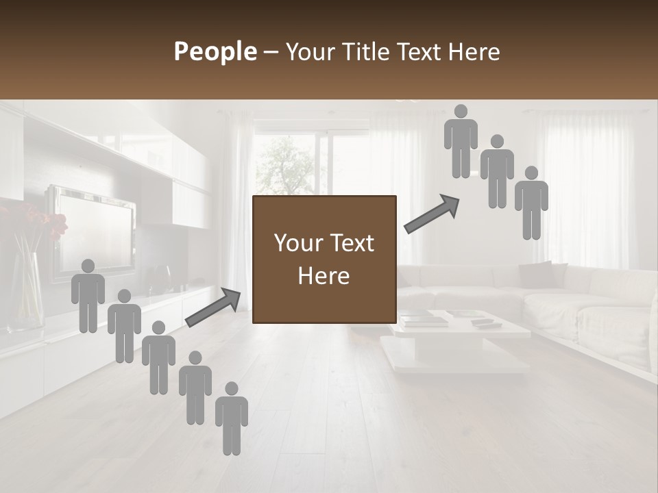 A Living Room With A Large White Couch PowerPoint Template