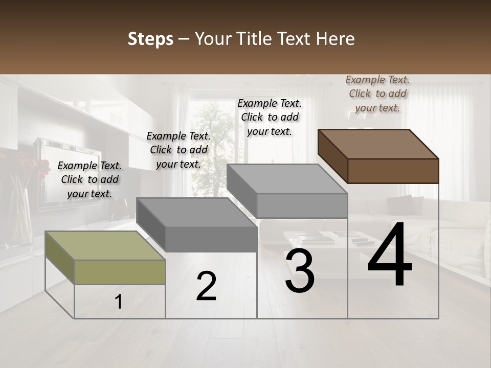 A Living Room With A Large White Couch PowerPoint Template