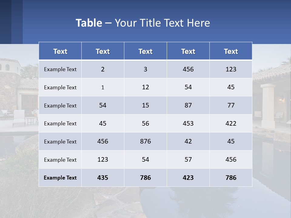 A Pool Surrounded By Palm Trees Next To A House PowerPoint Template