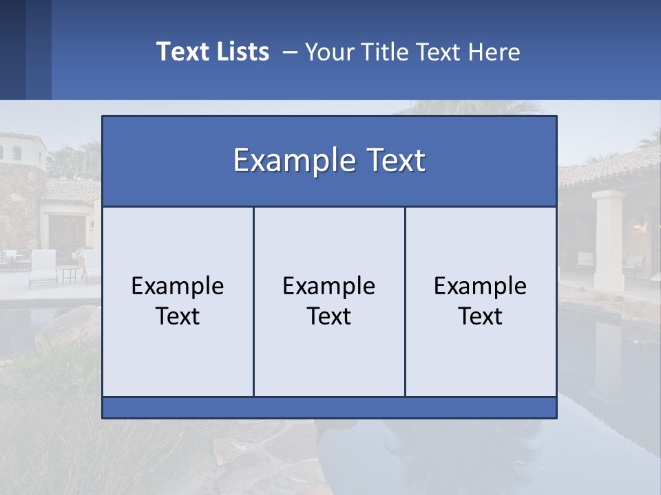 A Pool Surrounded By Palm Trees Next To A House PowerPoint Template