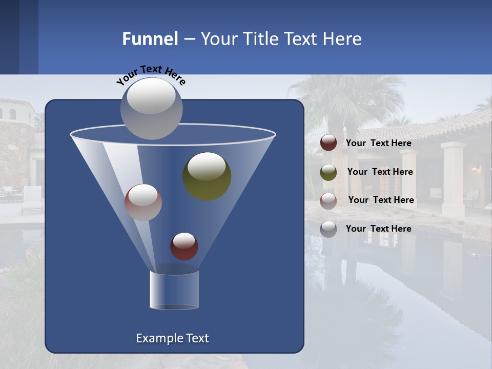 A Pool Surrounded By Palm Trees Next To A House PowerPoint Template