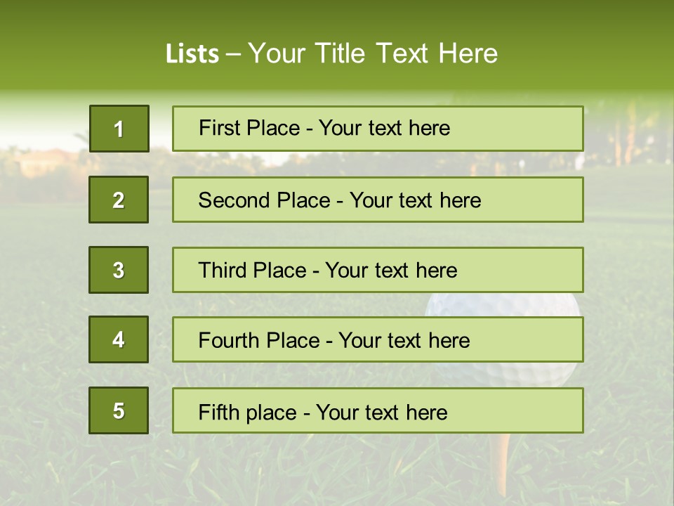 A Golf Ball On A Tee In The Grass PowerPoint Template