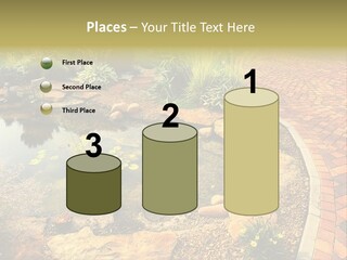 A Small Pond Surrounded By Rocks And Plants PowerPoint Template