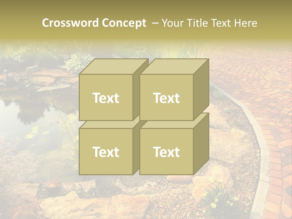 A Small Pond Surrounded By Rocks And Plants PowerPoint Template