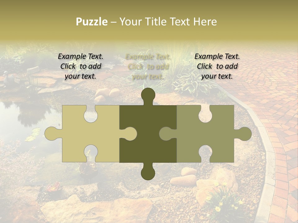 A Small Pond Surrounded By Rocks And Plants PowerPoint Template