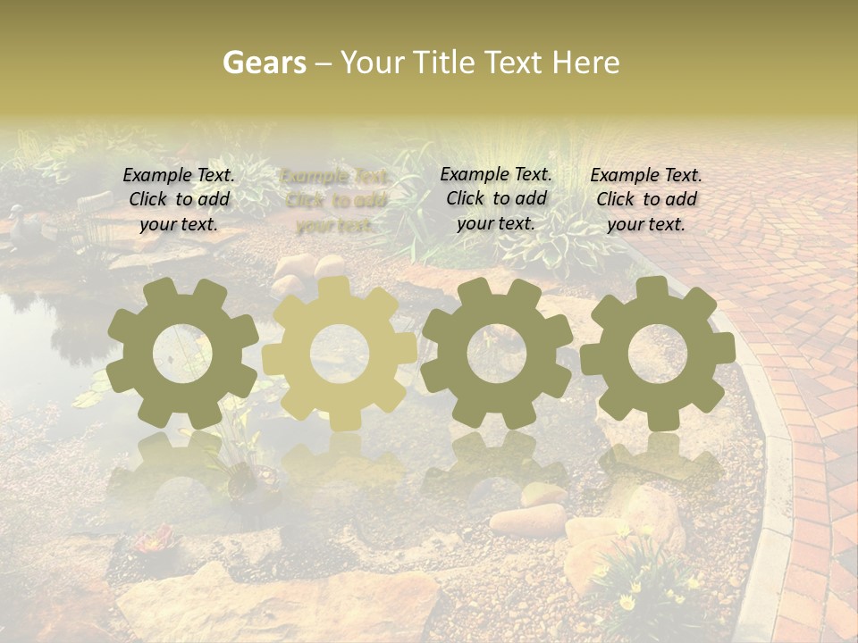 A Small Pond Surrounded By Rocks And Plants PowerPoint Template