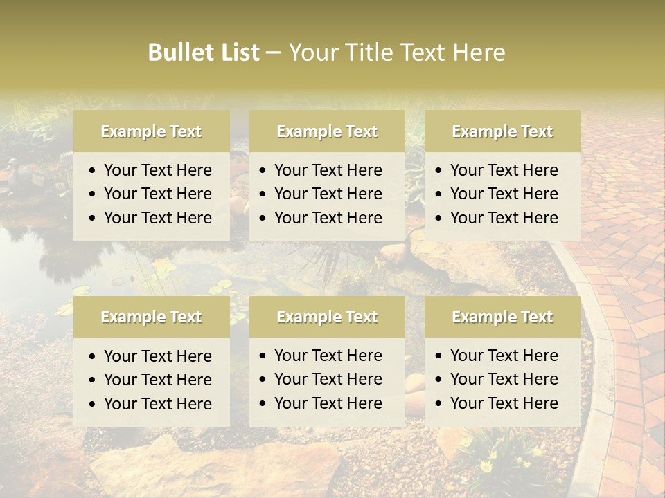 A Small Pond Surrounded By Rocks And Plants PowerPoint Template