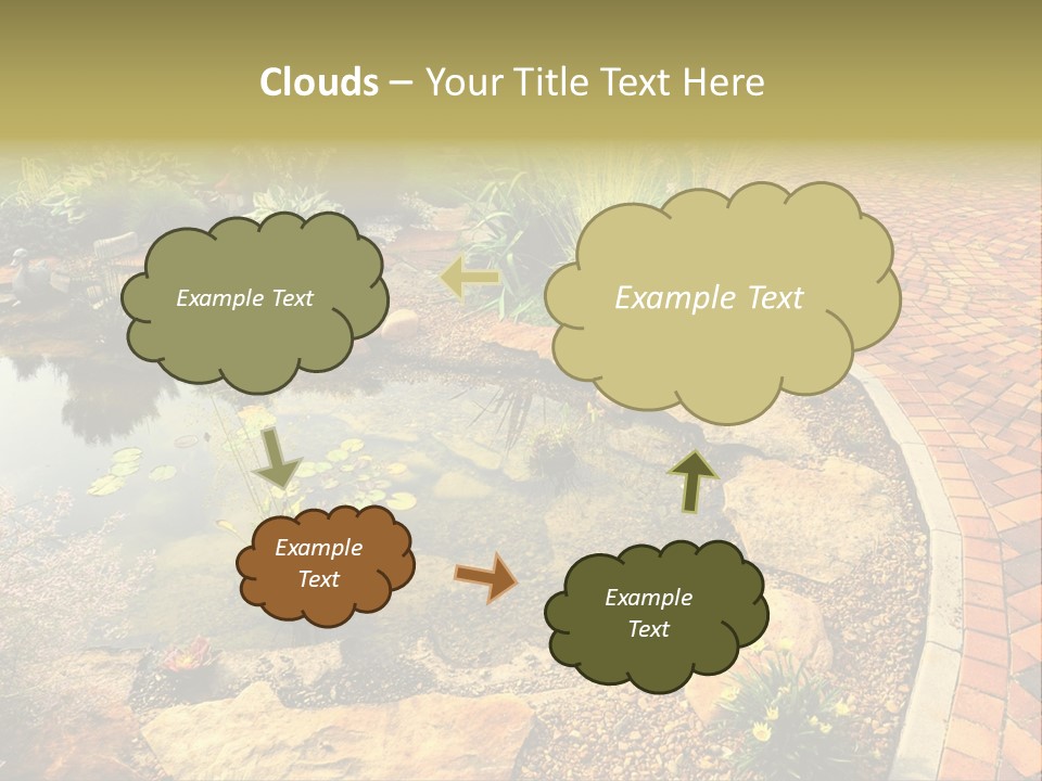 A Small Pond Surrounded By Rocks And Plants PowerPoint Template
