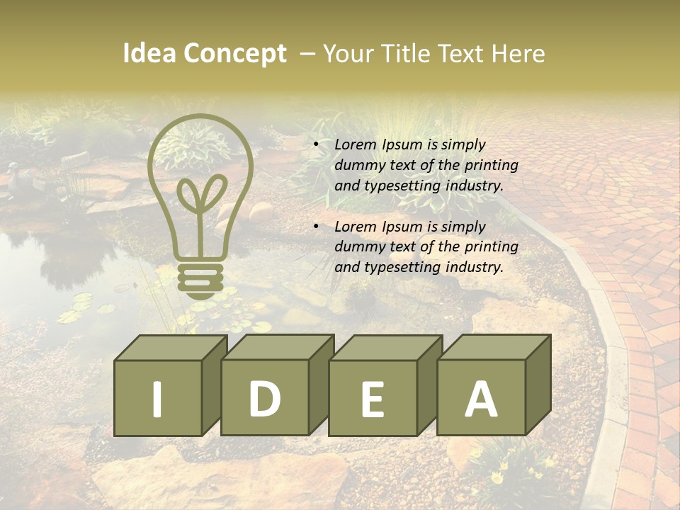 A Small Pond Surrounded By Rocks And Plants PowerPoint Template