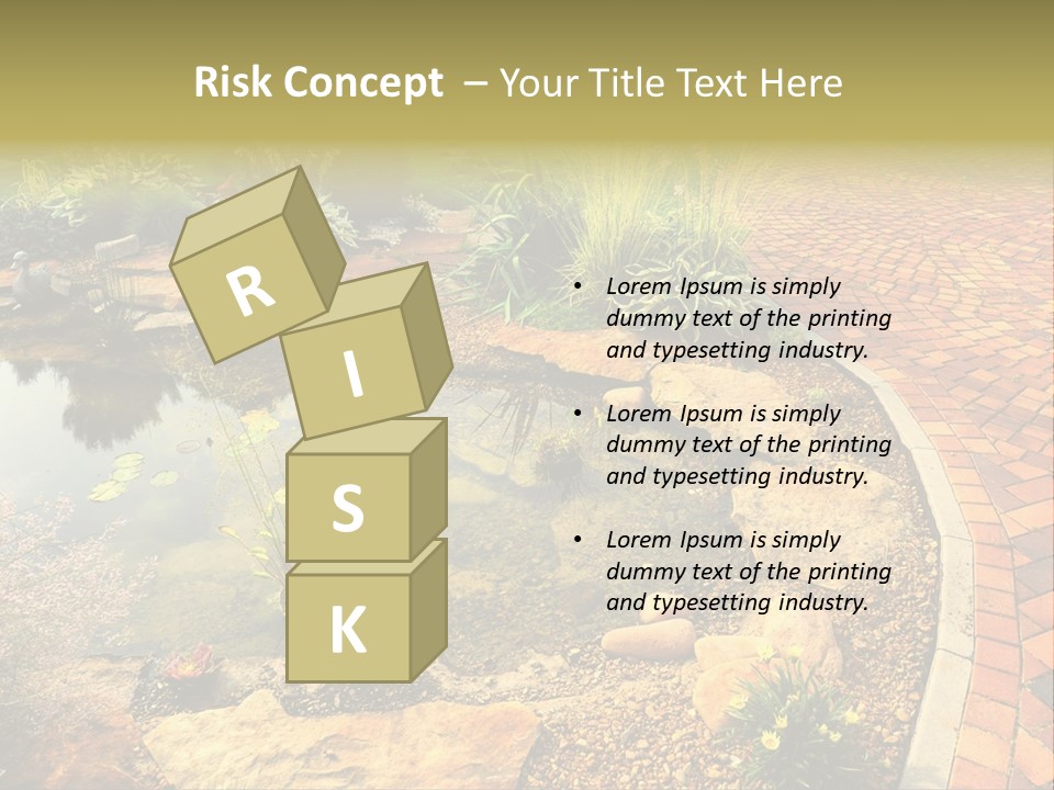 A Small Pond Surrounded By Rocks And Plants PowerPoint Template