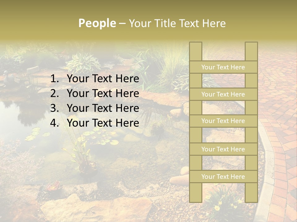 A Small Pond Surrounded By Rocks And Plants PowerPoint Template