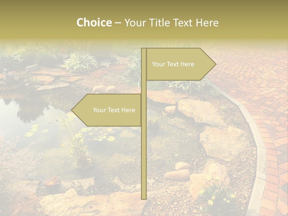 A Small Pond Surrounded By Rocks And Plants PowerPoint Template