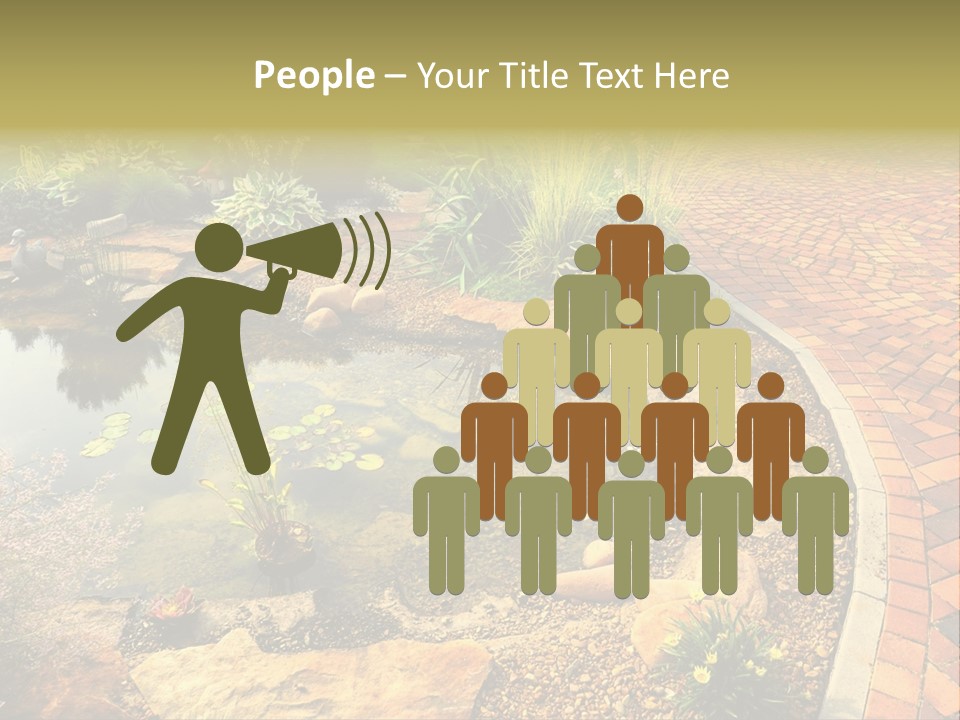 A Small Pond Surrounded By Rocks And Plants PowerPoint Template