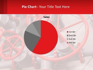 A Group Of Metal Pipes With Red Wheels On Them PowerPoint Template