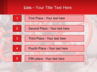 A Group Of Metal Pipes With Red Wheels On Them PowerPoint Template