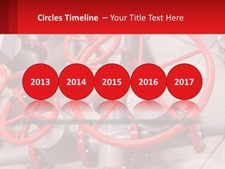 A Group Of Metal Pipes With Red Wheels On Them PowerPoint Template