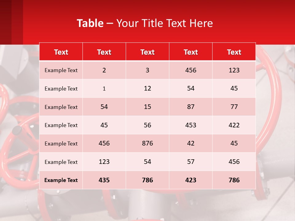 A Group Of Metal Pipes With Red Wheels On Them PowerPoint Template