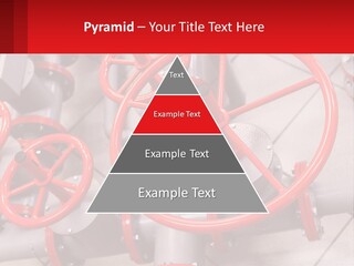 A Group Of Metal Pipes With Red Wheels On Them PowerPoint Template