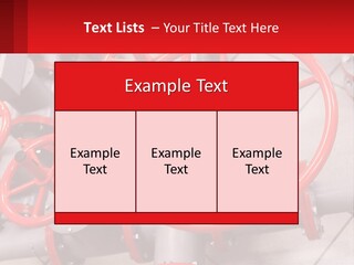 A Group Of Metal Pipes With Red Wheels On Them PowerPoint Template