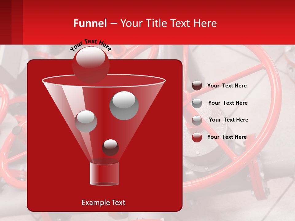 A Group Of Metal Pipes With Red Wheels On Them PowerPoint Template