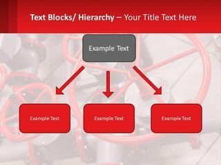 A Group Of Metal Pipes With Red Wheels On Them PowerPoint Template