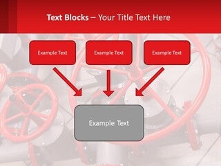 A Group Of Metal Pipes With Red Wheels On Them PowerPoint Template