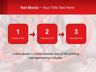 A Group Of Metal Pipes With Red Wheels On Them PowerPoint Template