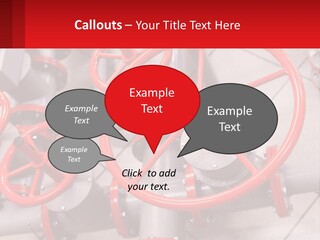 A Group Of Metal Pipes With Red Wheels On Them PowerPoint Template