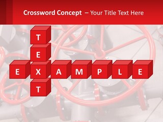 A Group Of Metal Pipes With Red Wheels On Them PowerPoint Template