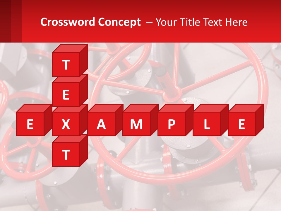 A Group Of Metal Pipes With Red Wheels On Them PowerPoint Template