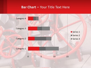 A Group Of Metal Pipes With Red Wheels On Them PowerPoint Template