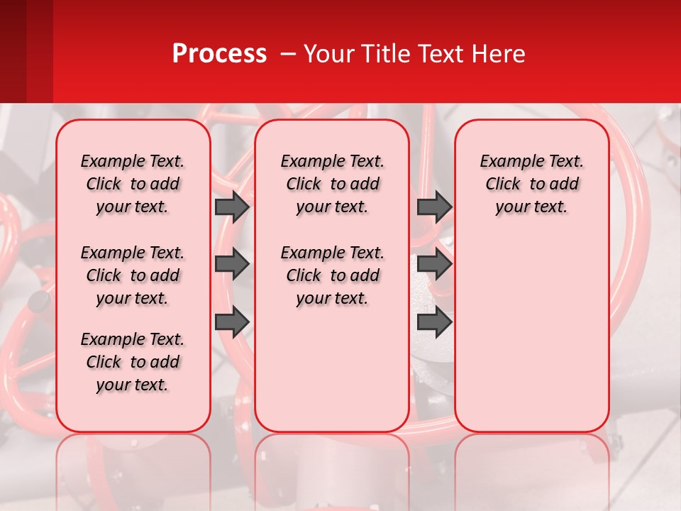 A Group Of Metal Pipes With Red Wheels On Them PowerPoint Template