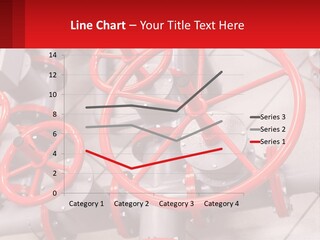 A Group Of Metal Pipes With Red Wheels On Them PowerPoint Template