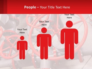 A Group Of Metal Pipes With Red Wheels On Them PowerPoint Template