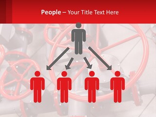 A Group Of Metal Pipes With Red Wheels On Them PowerPoint Template